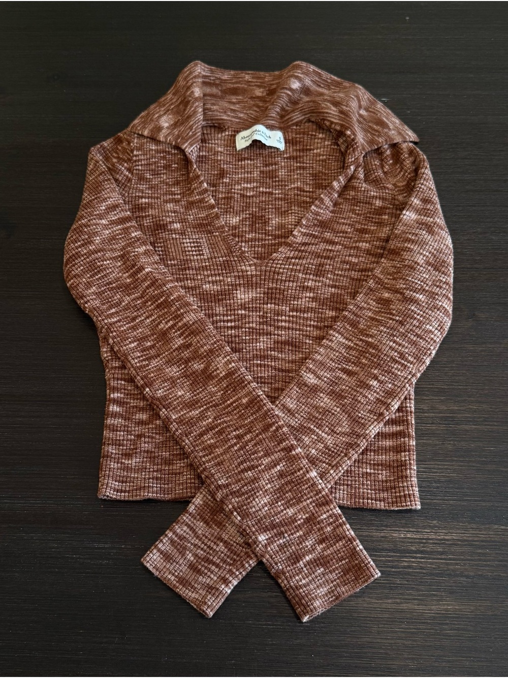 Abercrombie & Fitch Red Brown Long Sleeve Crop Top